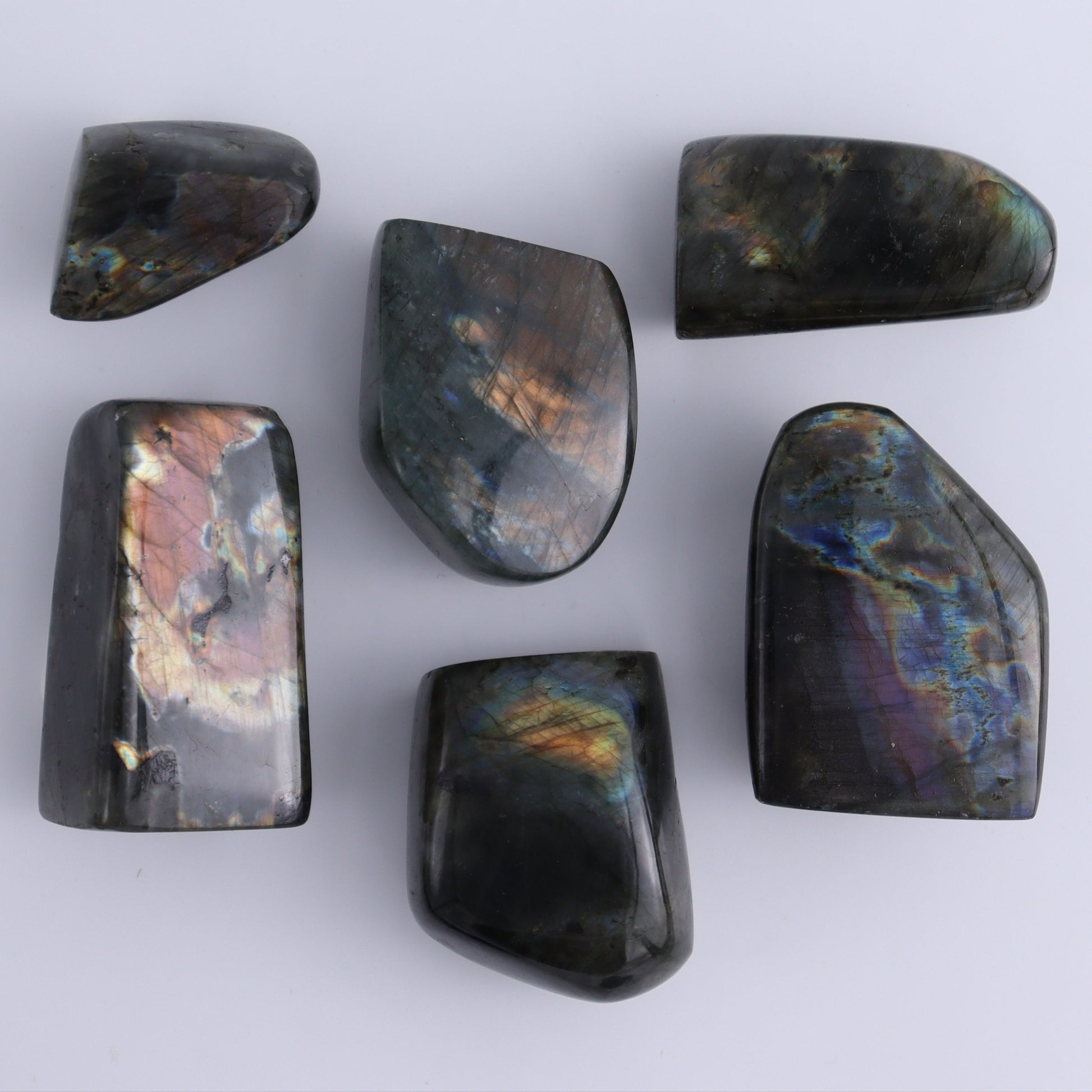 Labradorite Freeform Set of 19 - Expert Wholesale and Supplier of Wholesale Crystals & Bulk Gemstones, ["Freeforms","Labradorite","Madagascar"]