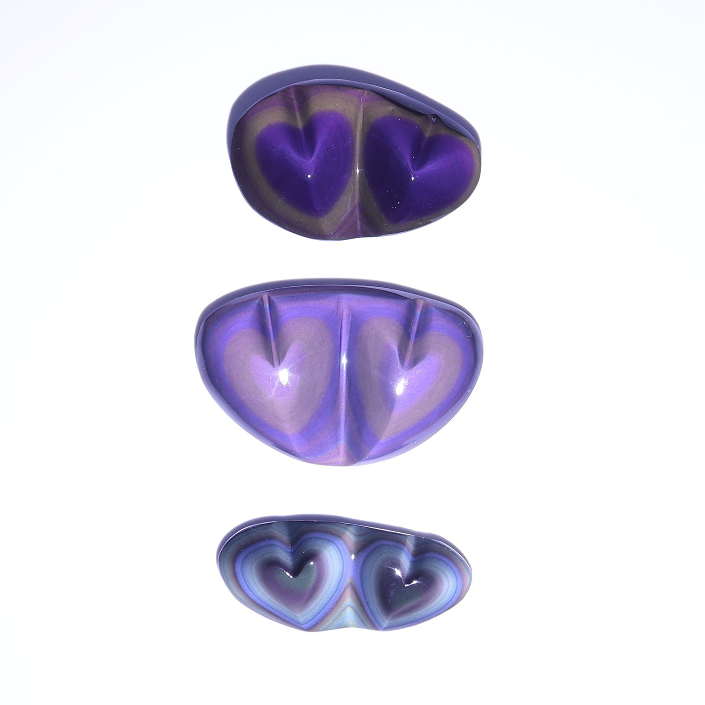 Rainbow Obsidian Heart Pairs Set of 3 - Expert Wholesale and Supplier of Wholesale Crystals & Bulk Gemstones, ["Hearts","Mexico","Obsidian","Rainbow Obsidian"]