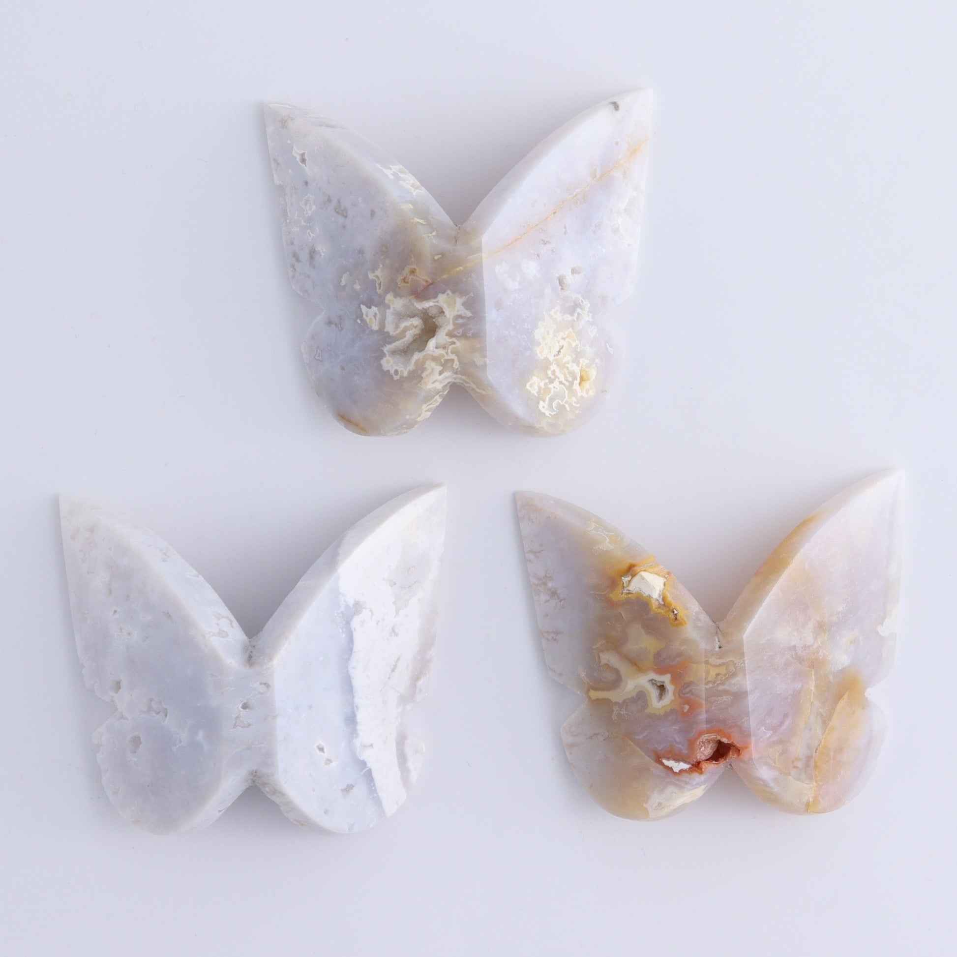 One White Fire Chalcedony Butterfly - Expert Wholesale and Supplier of Wholesale Crystals & Bulk Gemstones, ["Agate","Butterflies","Butterfly","White Fire Agate"]