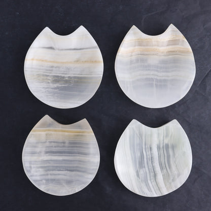 One White Onyx Cat Shaped Dish - Expert Wholesale and Supplier of Wholesale Crystals & Bulk Gemstones, ["Catalog Onyx","Coffins","Halloween","Mexico","onyx","Plates","White onyx"]