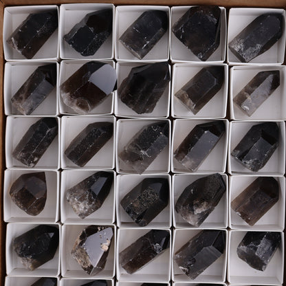 Smoky Quartz Polished Tops Set of 35 - Expert Wholesale and Supplier of Wholesale Crystals & Bulk Gemstones, ["Brazil","close_70","Points","Quartz","Smoky Quartz"]