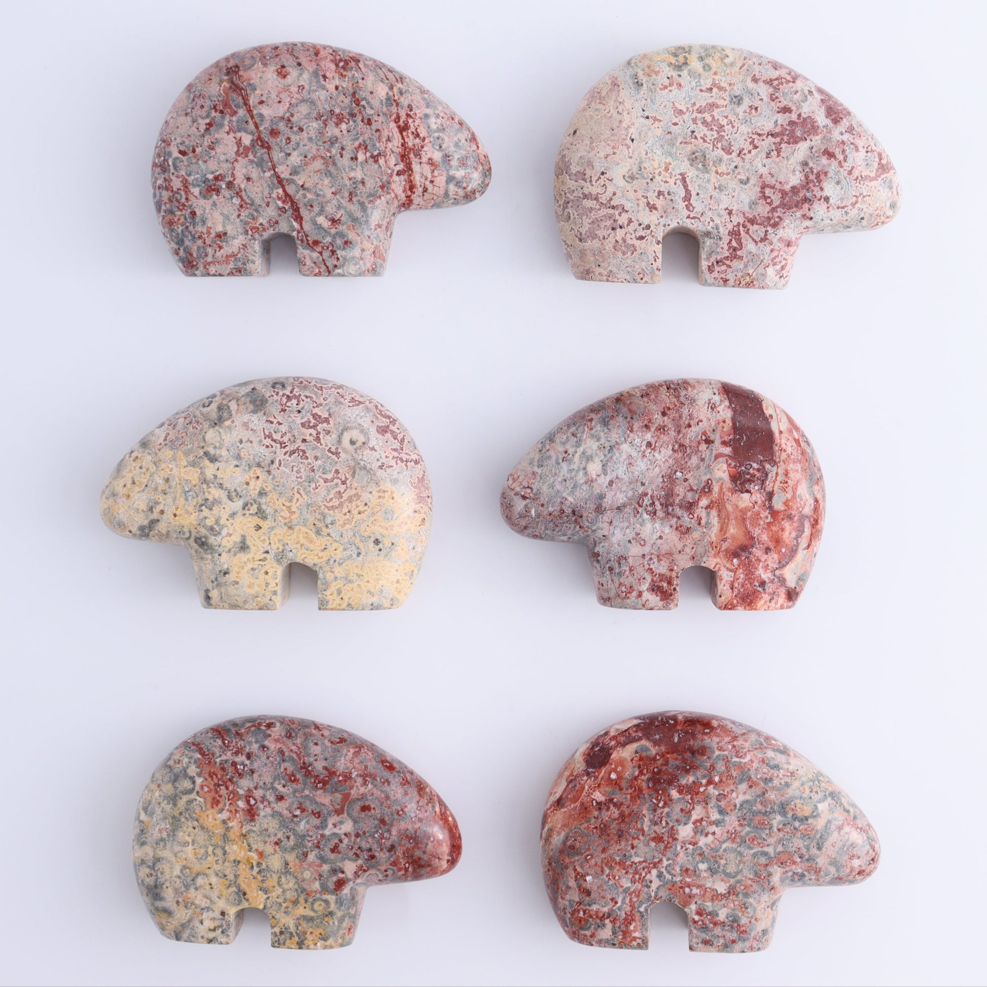 Leopardskin Jasper Bears Set of 6 - Expert Wholesale and Supplier of Wholesale Crystals & Bulk Gemstones, ["Bears","close_30","jasper","leopard skin jasper","Mexico"]
