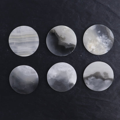 Coaster Set Mexican Onyx/Calcite White & Grey