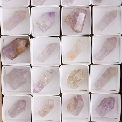 Powellite Amethyst UV Reactive Towers Set of 20 - Expert Wholesale and Supplier of Wholesale Crystals & Bulk Gemstones, ["Amethyst","Powellite"]