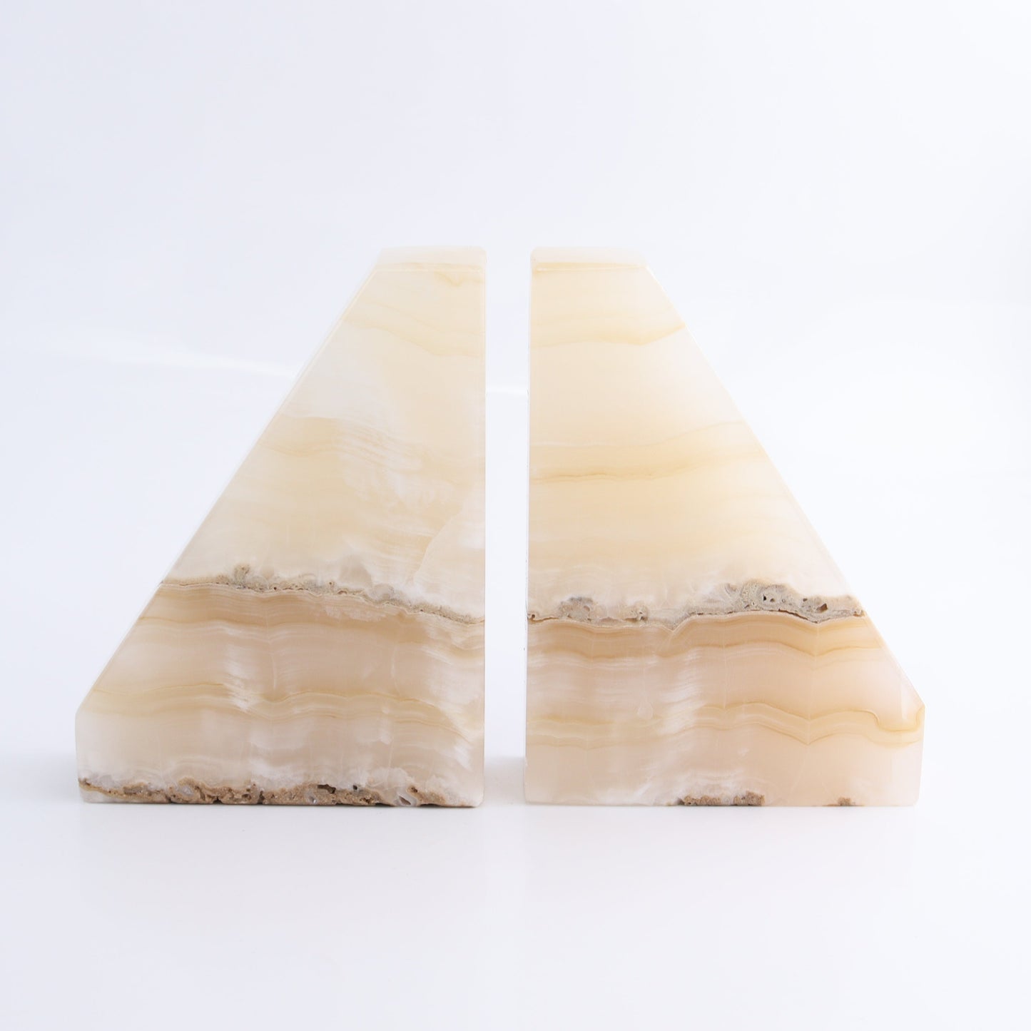 One Pair of Mexican Onyx/Calcite White & Honey Polished Bookend - Expert Wholesale and Supplier of Wholesale Crystals & Bulk Gemstones, ["Bookends","Calcite","Catalog Onyx","Mexico","onyx"]