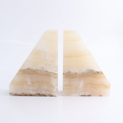 One Pair of Mexican Onyx/Calcite White & Honey Polished Bookend - Expert Wholesale and Supplier of Wholesale Crystals & Bulk Gemstones, ["Bookends","Calcite","Catalog Onyx","Mexico","onyx"]
