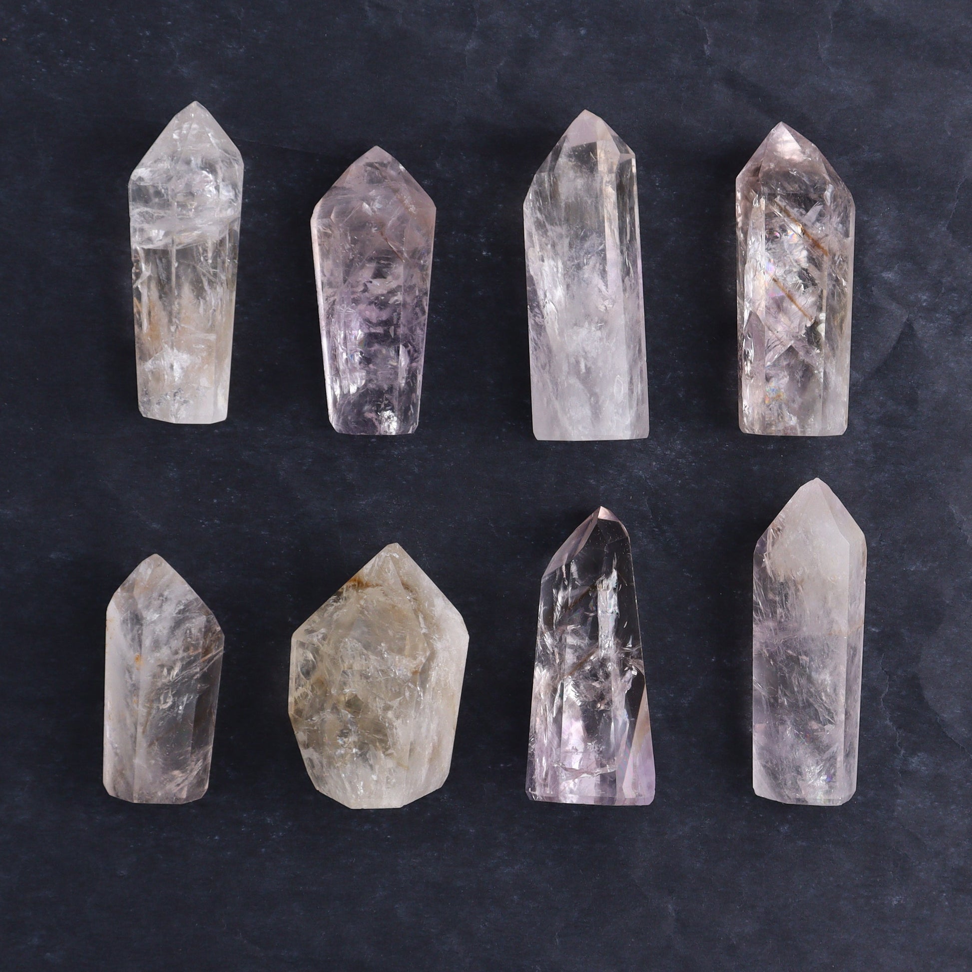 Powellite Amethyst UV Reactive Towers Set of 20 - Expert Wholesale and Supplier of Wholesale Crystals & Bulk Gemstones, ["Amethyst","Powellite"]