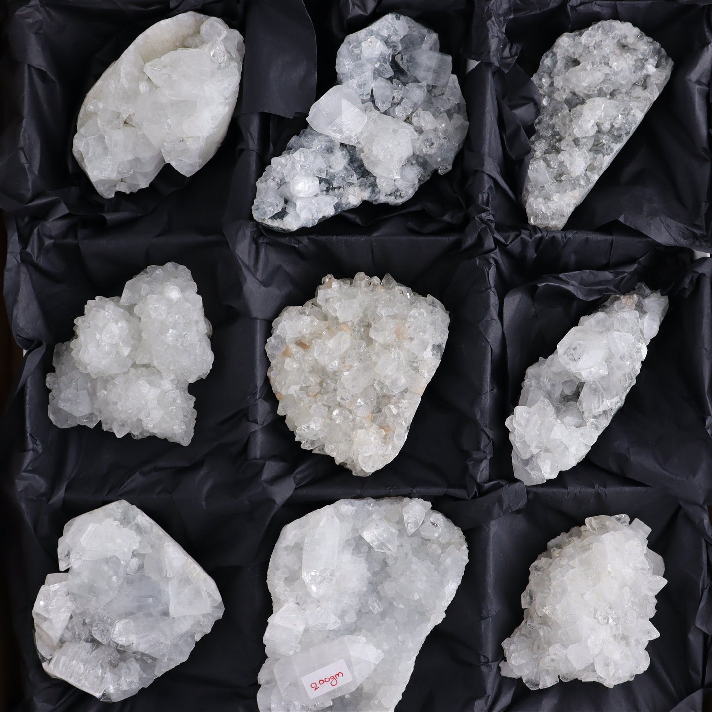 Apophyllite Clusters Flat of 12 - Expert Wholesale and Supplier of Wholesale Crystals & Bulk Gemstones, ["Apophyllite","Clusters","Flats"]