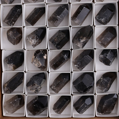 Smoky Quartz Polished Tops Set of 35 - Expert Wholesale and Supplier of Wholesale Crystals & Bulk Gemstones, ["Brazil","close_70","Points","Quartz","Smoky Quartz"]