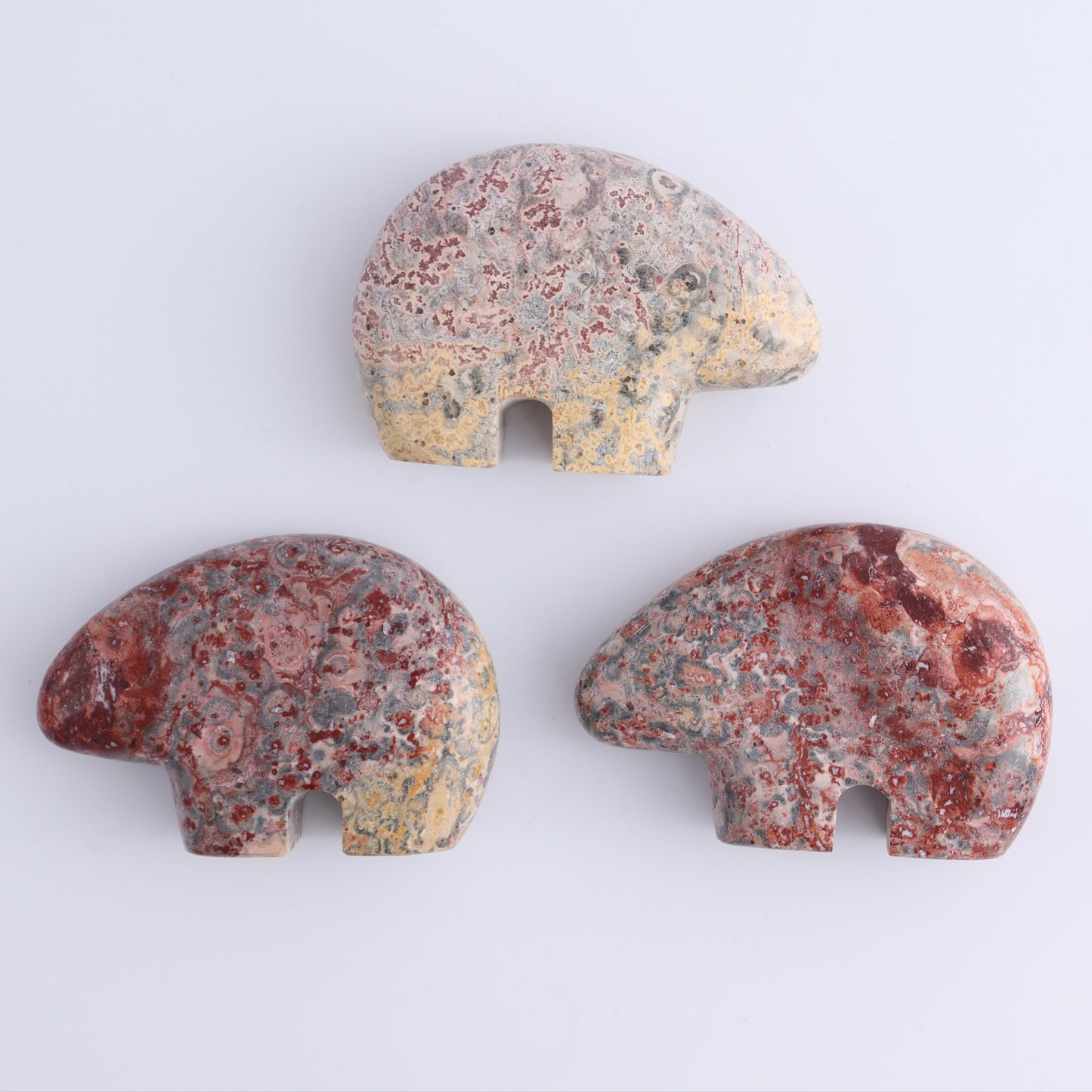 Leopardskin Jasper Bears Set of 6 - Expert Wholesale and Supplier of Wholesale Crystals & Bulk Gemstones, ["Bears","close_30","jasper","leopard skin jasper","Mexico"]