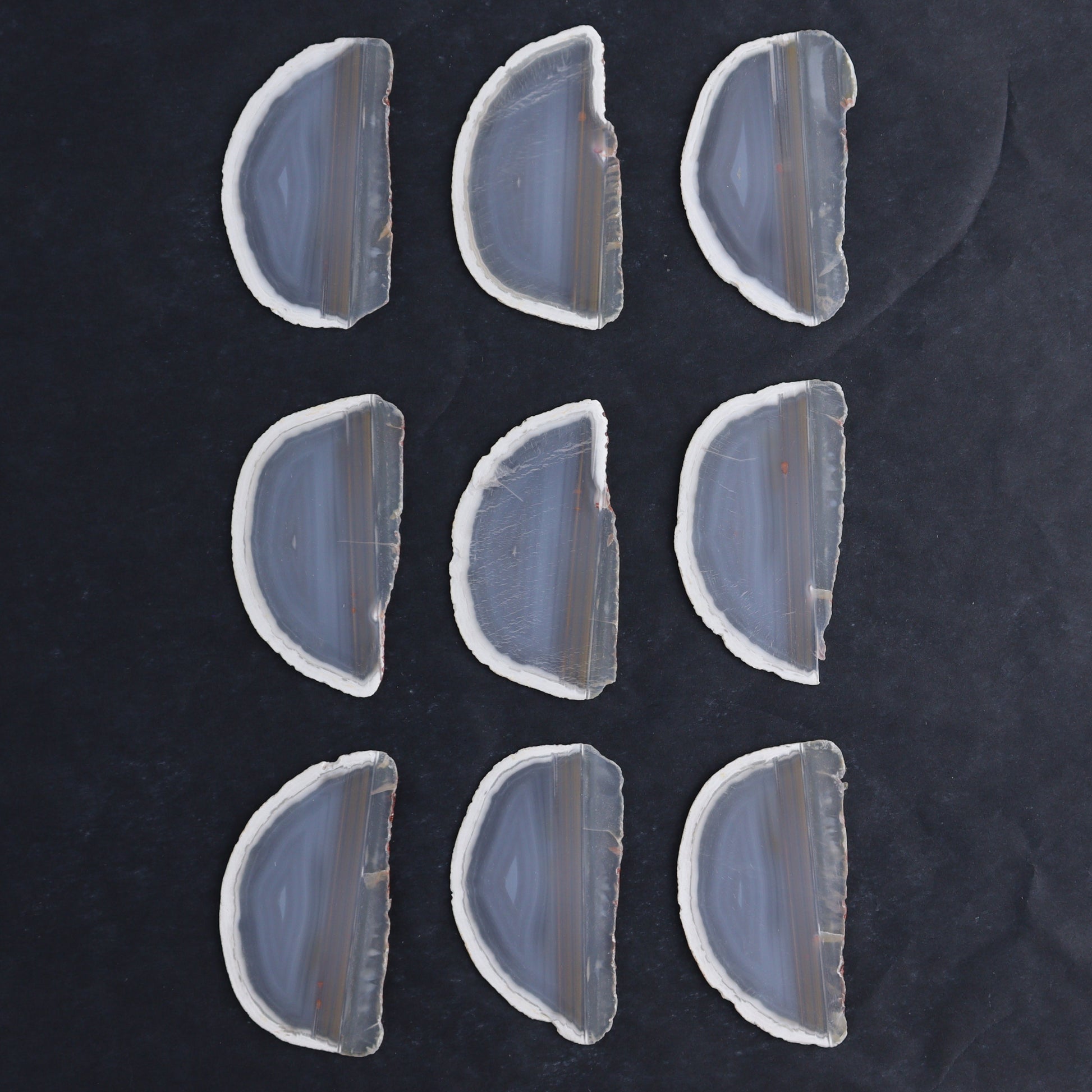 Iris Agate Slices Set of 9 - Expert Wholesale and Supplier of Wholesale Crystals & Bulk Gemstones, ["Agate","Iris Agate","Slices and Slabs"]