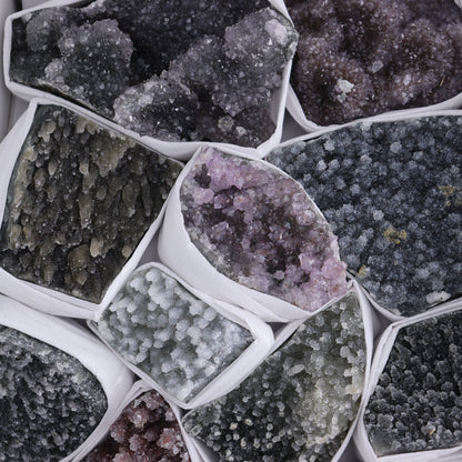 Uruguay Amethyst Clusters with Formations Flat of 15 - Expert Wholesale and Supplier of Wholesale Crystals & Bulk Gemstones, ["Amethyst","Calcite","Clusters","Formations","Uruguay"]