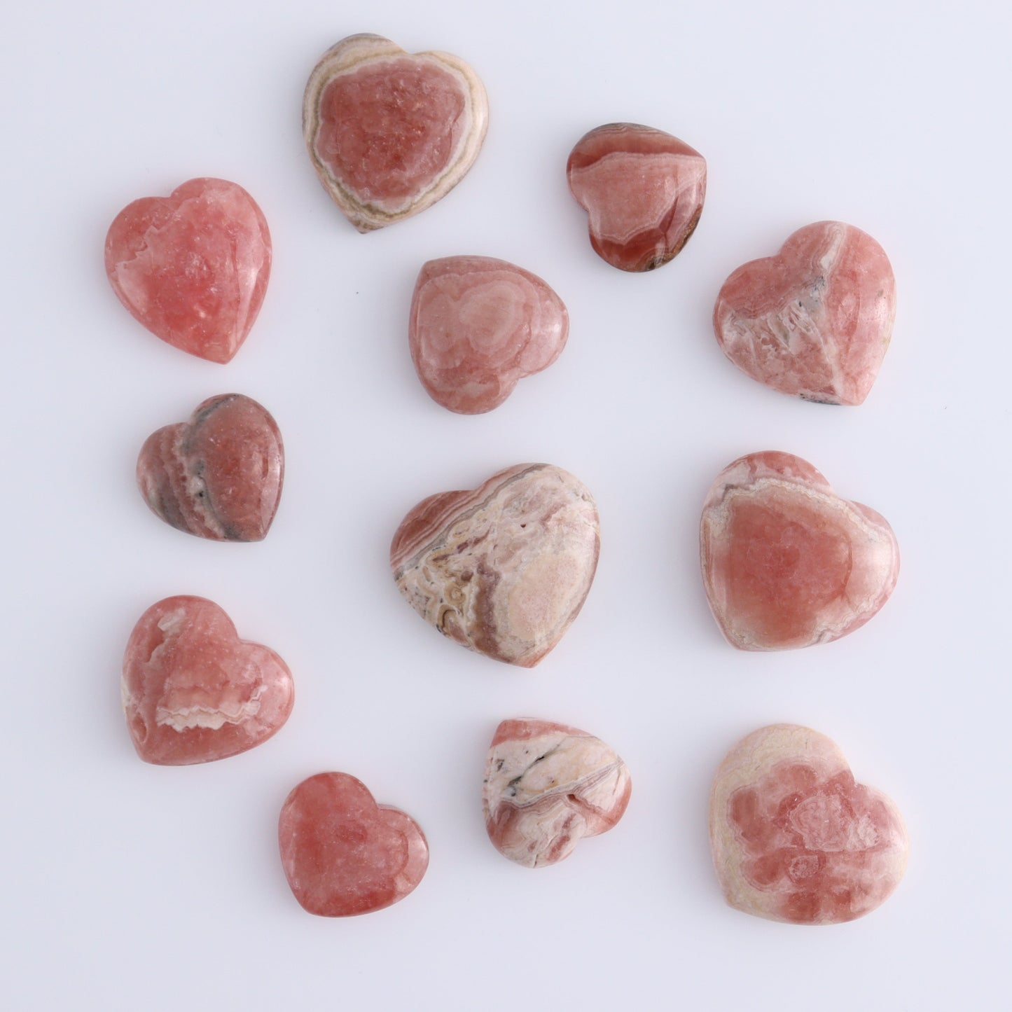 Rhodochrosite Hearts Set of 12 - Expert Wholesale and Supplier of Wholesale Crystals & Bulk Gemstones, ["Argentina","Hearts","Rhodochrosite"]