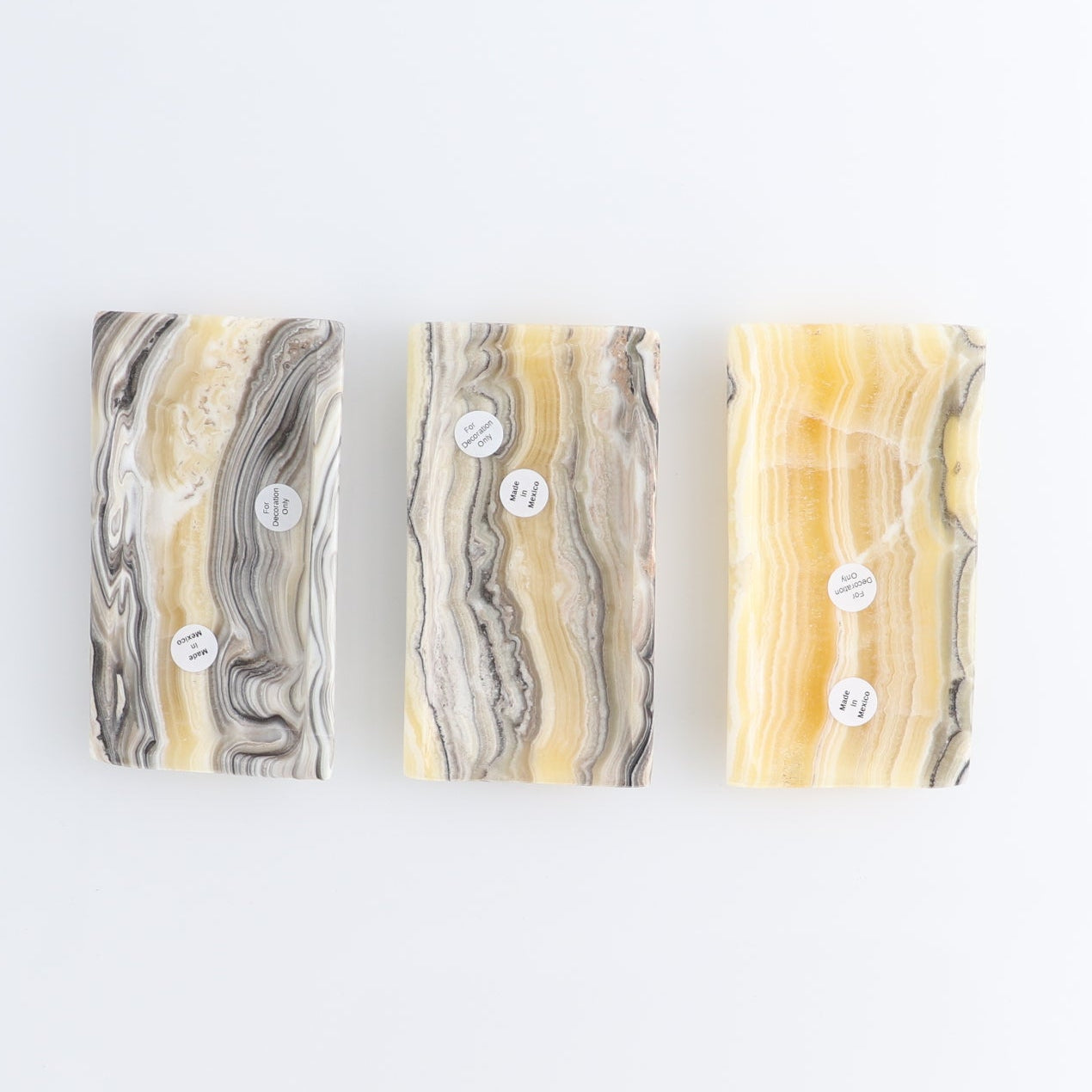 One Mexican Onyx/Calcite Black & Yellow Zebra Rectangle Dish