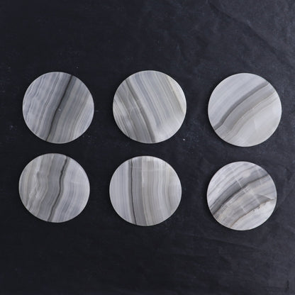 Coaster Set Mexican Onyx/Calcite White & Grey