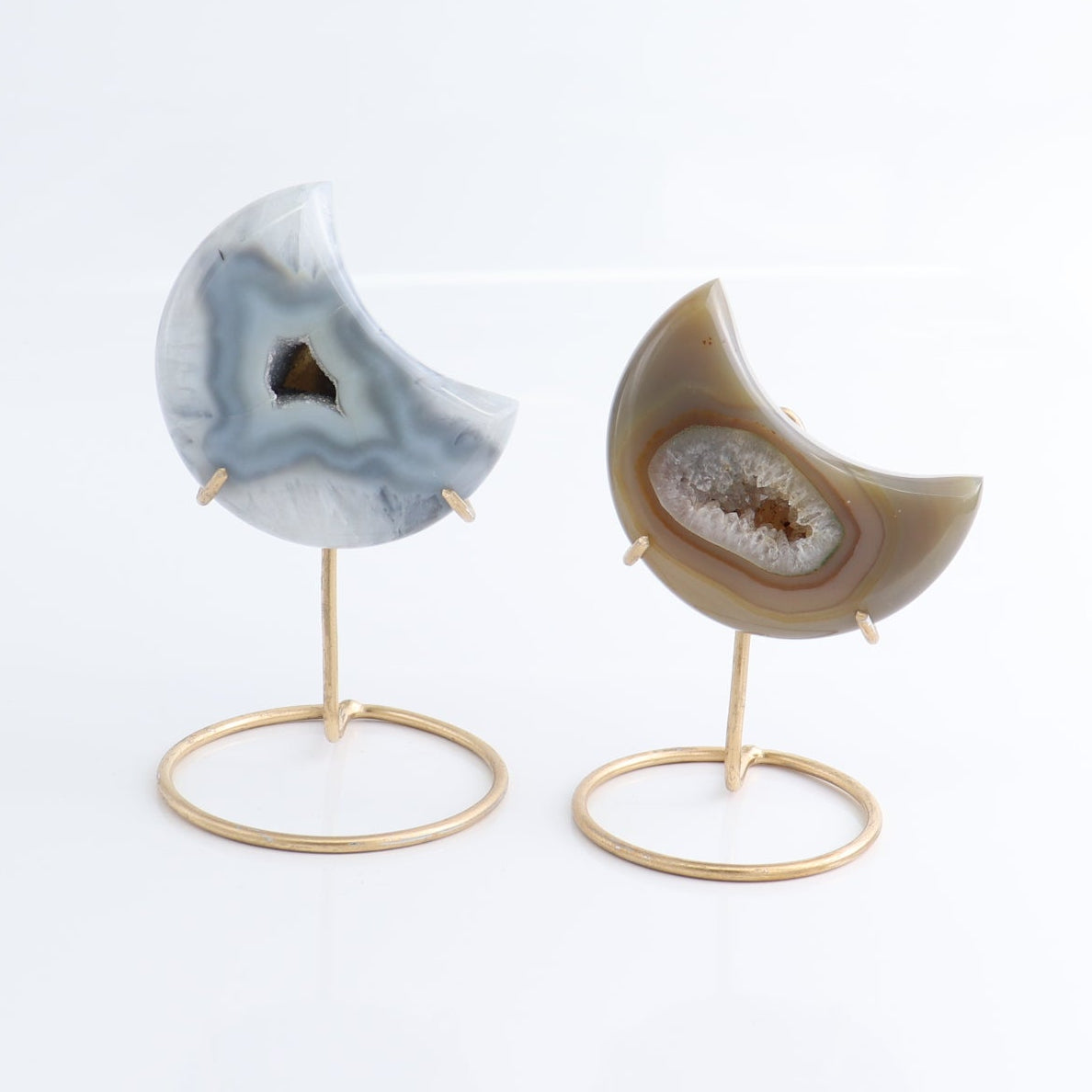 Agate Moons with Stand Set of 5