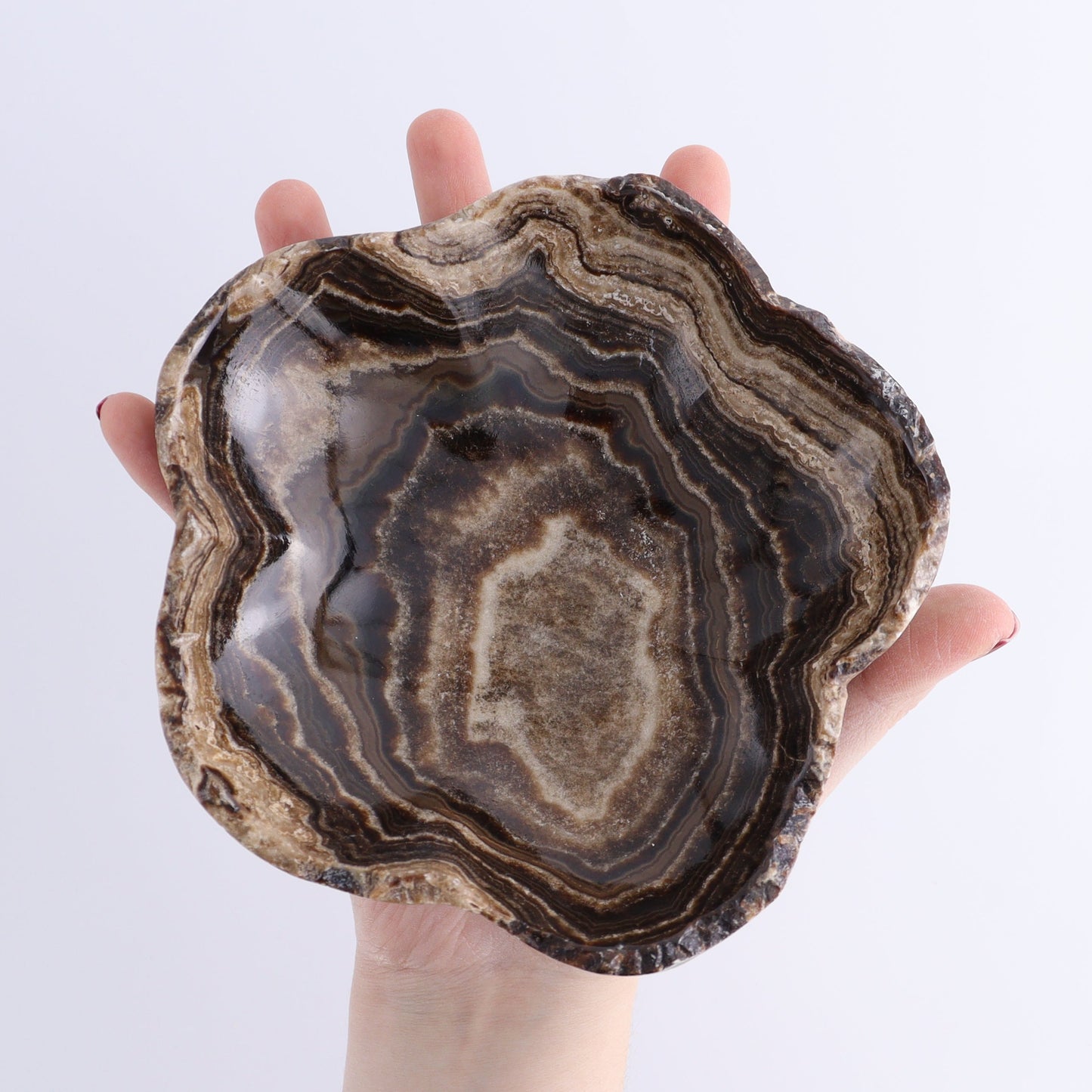 One Mexican Onyx/Calcite Chocolate Irregular Bowl - Expert Wholesale and Supplier of Wholesale Crystals & Bulk Gemstones, ["bowl","Bowls","Calcite","Catalog Onyx","Decorative Dish","Mexico","onyx"]