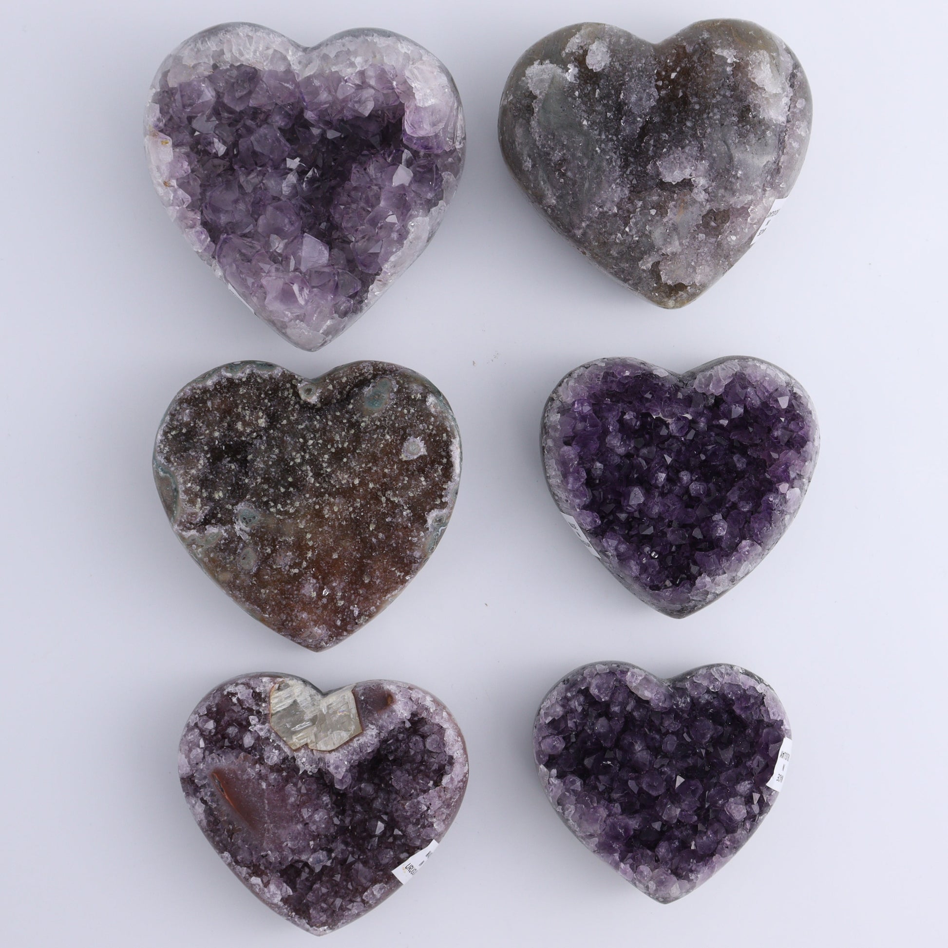 Uruguay Amethyst Hearts Set of 6 - Expert Wholesale and Supplier of Wholesale Crystals & Bulk Gemstones, ["Amethyst","Hearts","Uruguay"]