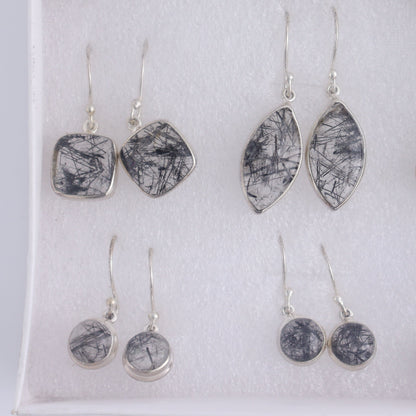 Rutilated Quartz Earrings Pairs of 9 - Expert Wholesale and Supplier of Wholesale Crystals & Bulk Gemstones, ["close_50","earrings","India","Rutilated Quartz","sterling silver"]