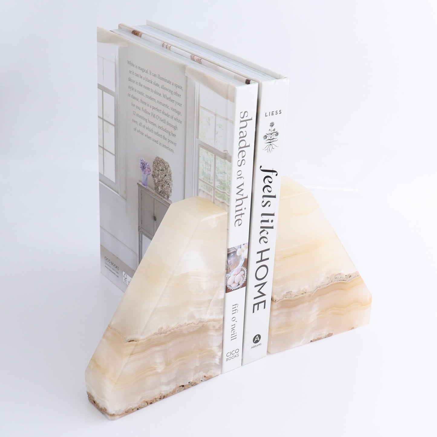 One Pair of Mexican Onyx/Calcite White & Honey Polished Bookend - Expert Wholesale and Supplier of Wholesale Crystals & Bulk Gemstones, ["Bookends","Calcite","Catalog Onyx","Mexico","onyx"]