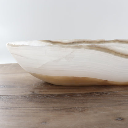 Mexican Onyx/Calcite Canoe Bowl 28"