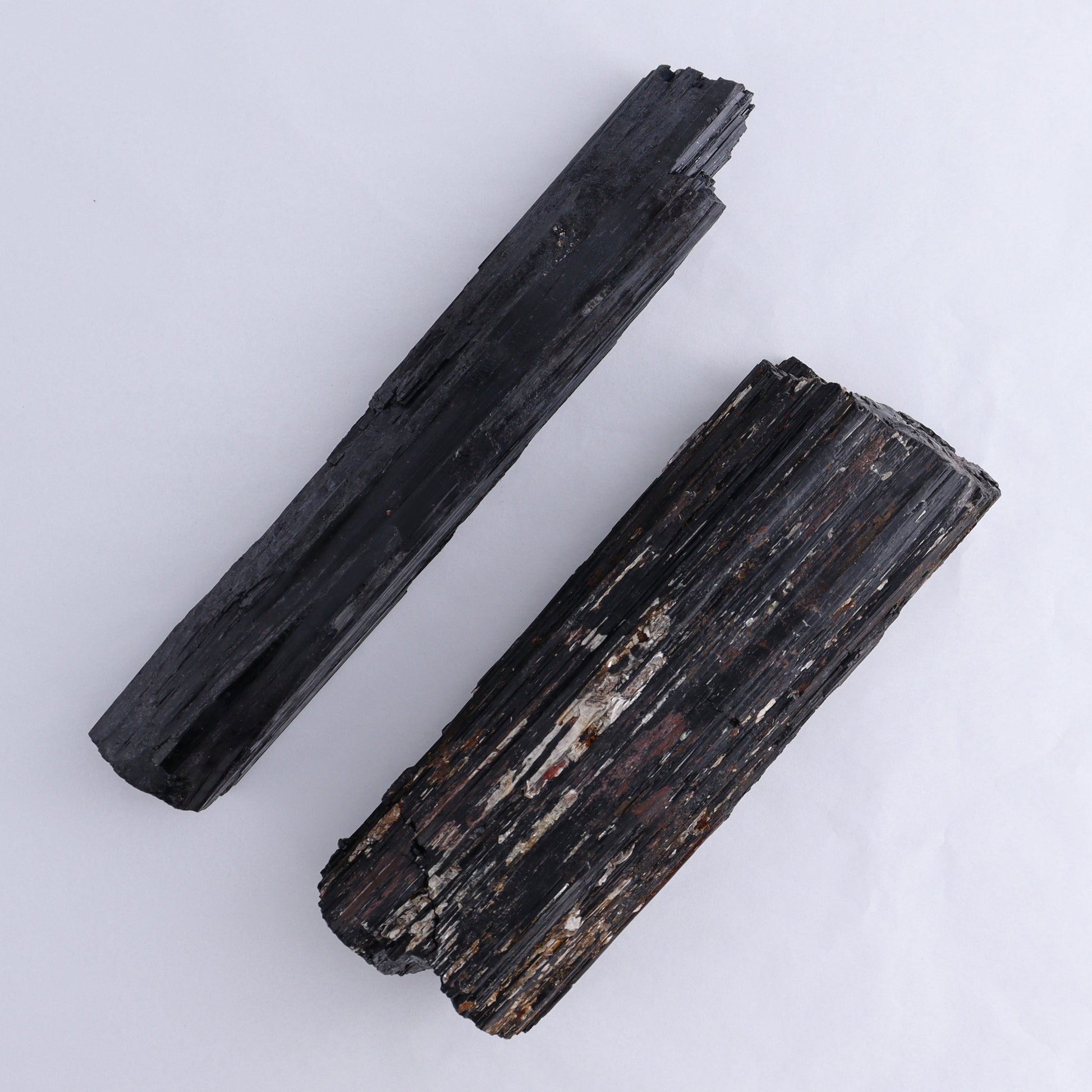 Black Tourmaline Log Set of 2 - Expert Wholesale and Supplier of Wholesale Crystals & Bulk Gemstones, ["Black Tourmaline","logs","Madagascar","Rough","Tourmaline"]