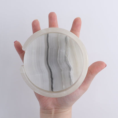 Coaster Set Mexican Onyx/Calcite White & Grey