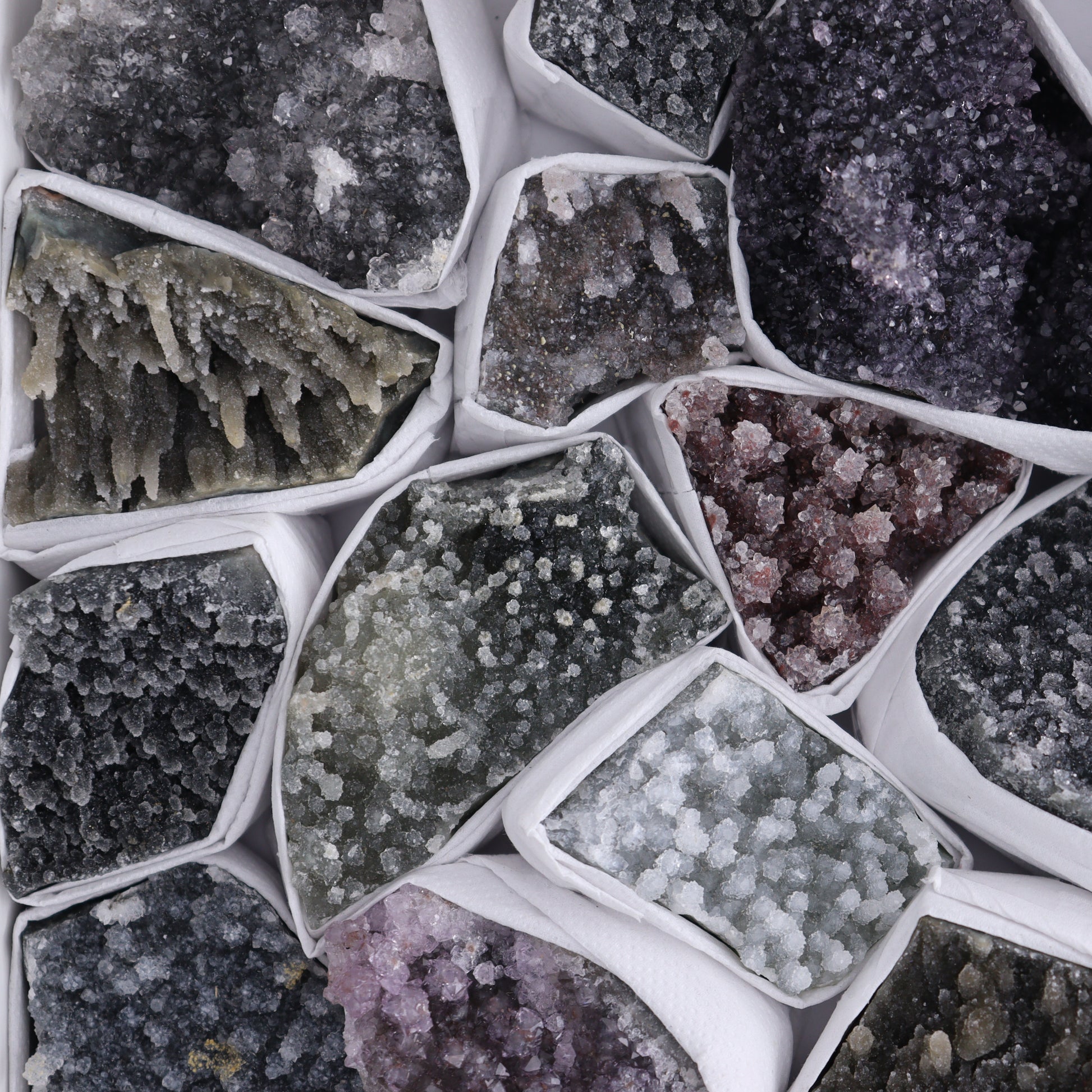 Uruguay Amethyst Clusters with Formations Flat of 15 - Expert Wholesale and Supplier of Wholesale Crystals & Bulk Gemstones, ["Amethyst","Calcite","Clusters","Formations","Uruguay"]