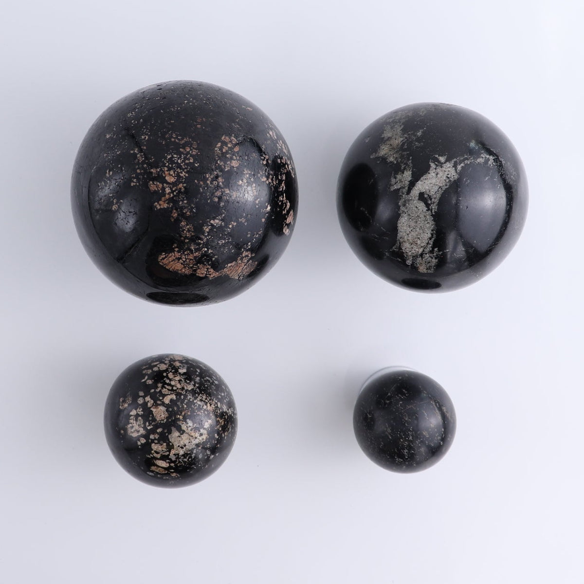 Black Tourmaline Spheres Set of 4