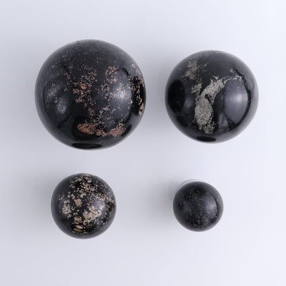 Black Tourmaline Spheres Set of 4