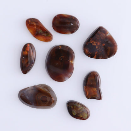 Fire Agate Cabs Set of 8