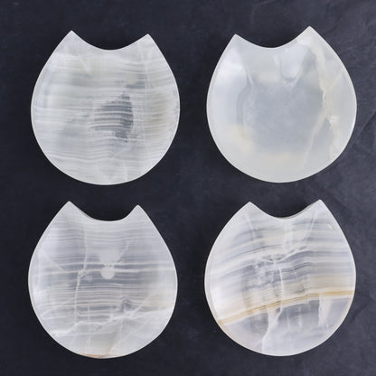 One White Onyx Cat Shaped Dish - Expert Wholesale and Supplier of Wholesale Crystals & Bulk Gemstones, ["Catalog Onyx","Coffins","Halloween","Mexico","onyx","Plates","White onyx"]