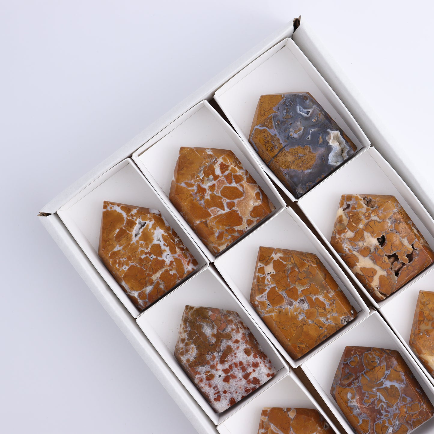 Brecciated Jasper Points Set of 9 - Expert Wholesale and Supplier of Wholesale Crystals & Bulk Gemstones, ["Brecciated Jasper","Indonesia","Points"]