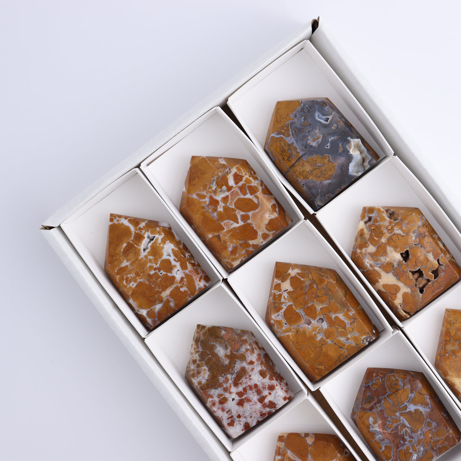 Brecciated Jasper Points Set of 9 - Expert Wholesale and Supplier of Wholesale Crystals & Bulk Gemstones, ["Brecciated Jasper","Indonesia","Points"]