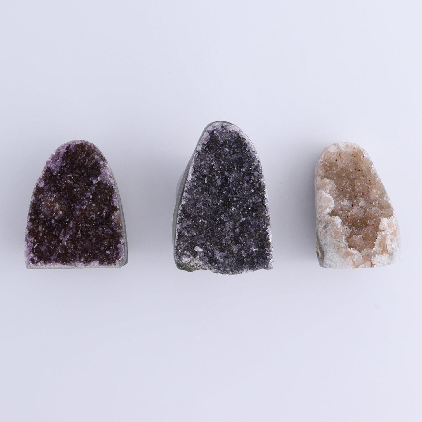 Uruguay Amethyst Cut Base Set of 9 - Expert Wholesale and Supplier of Wholesale Crystals & Bulk Gemstones, ["Amethyst","Cut Base","Uruguay"]
