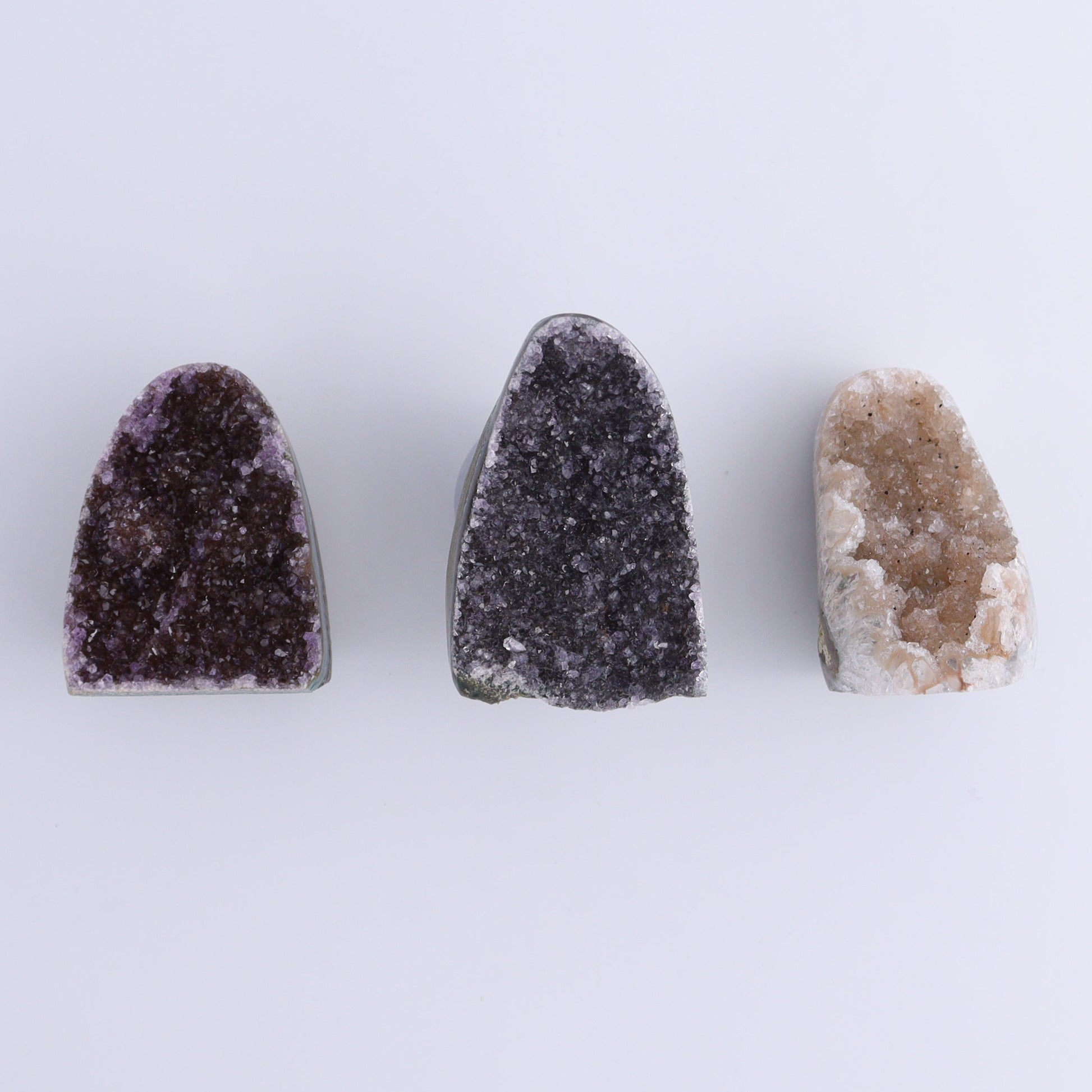 Uruguay Amethyst Cut Base Set of 9 - Expert Wholesale and Supplier of Wholesale Crystals & Bulk Gemstones, ["Amethyst","Cut Base","Uruguay"]