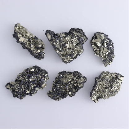 Octahedral Pyrite Clusters Set of 6 - Expert Wholesale and Supplier of Wholesale Crystals & Bulk Gemstones, ["Clusters","Octahedral Pyrite","Peru","Pyrite"]