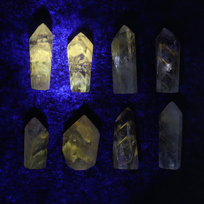 Powellite Amethyst UV Reactive Towers Set of 20 - Expert Wholesale and Supplier of Wholesale Crystals & Bulk Gemstones, ["Amethyst","Powellite"]