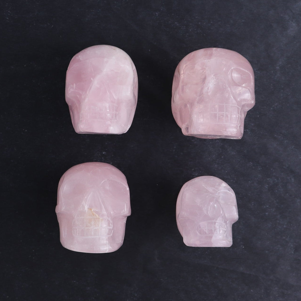 Rose Quartz Skulls Set of 4