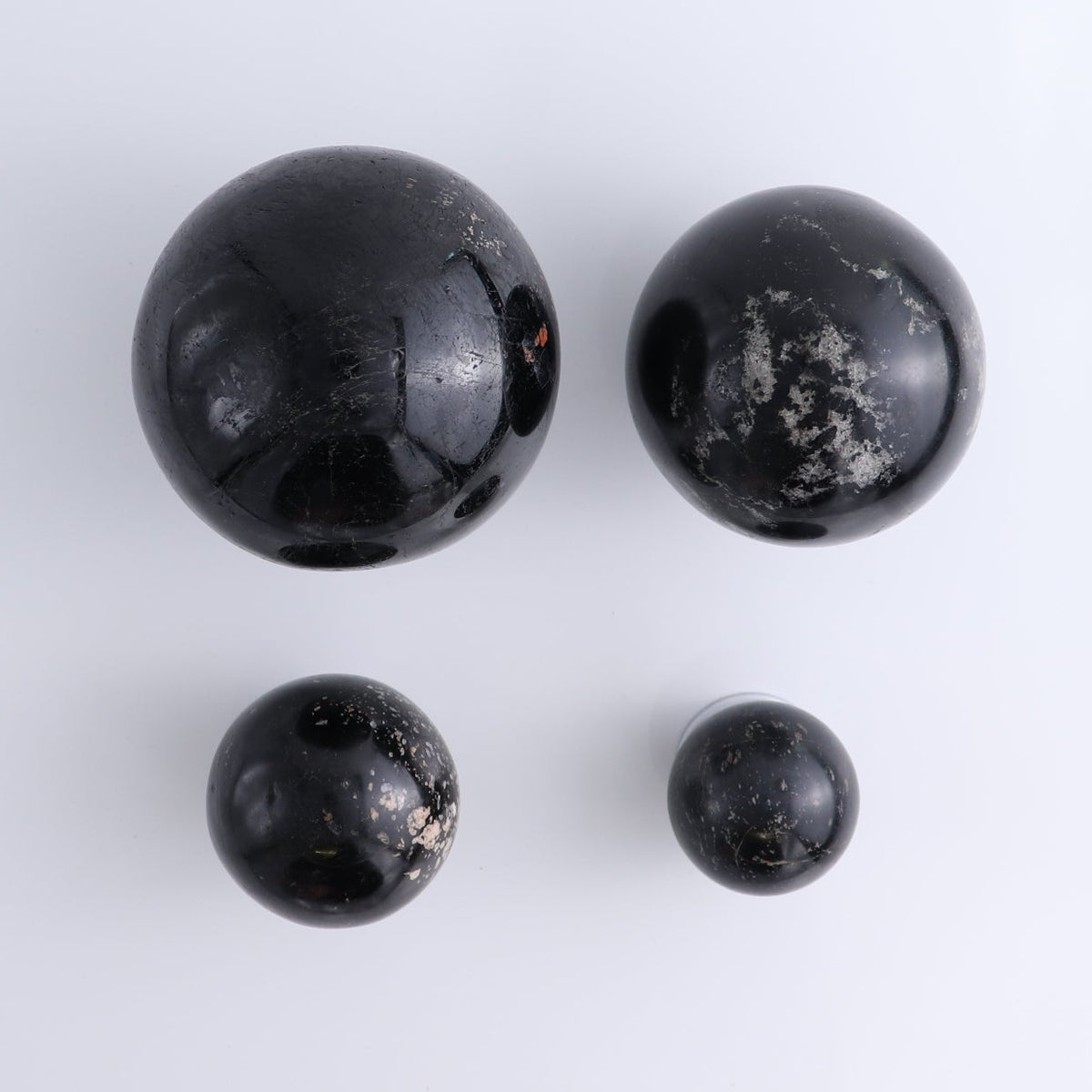 Black Tourmaline Spheres Set of 4