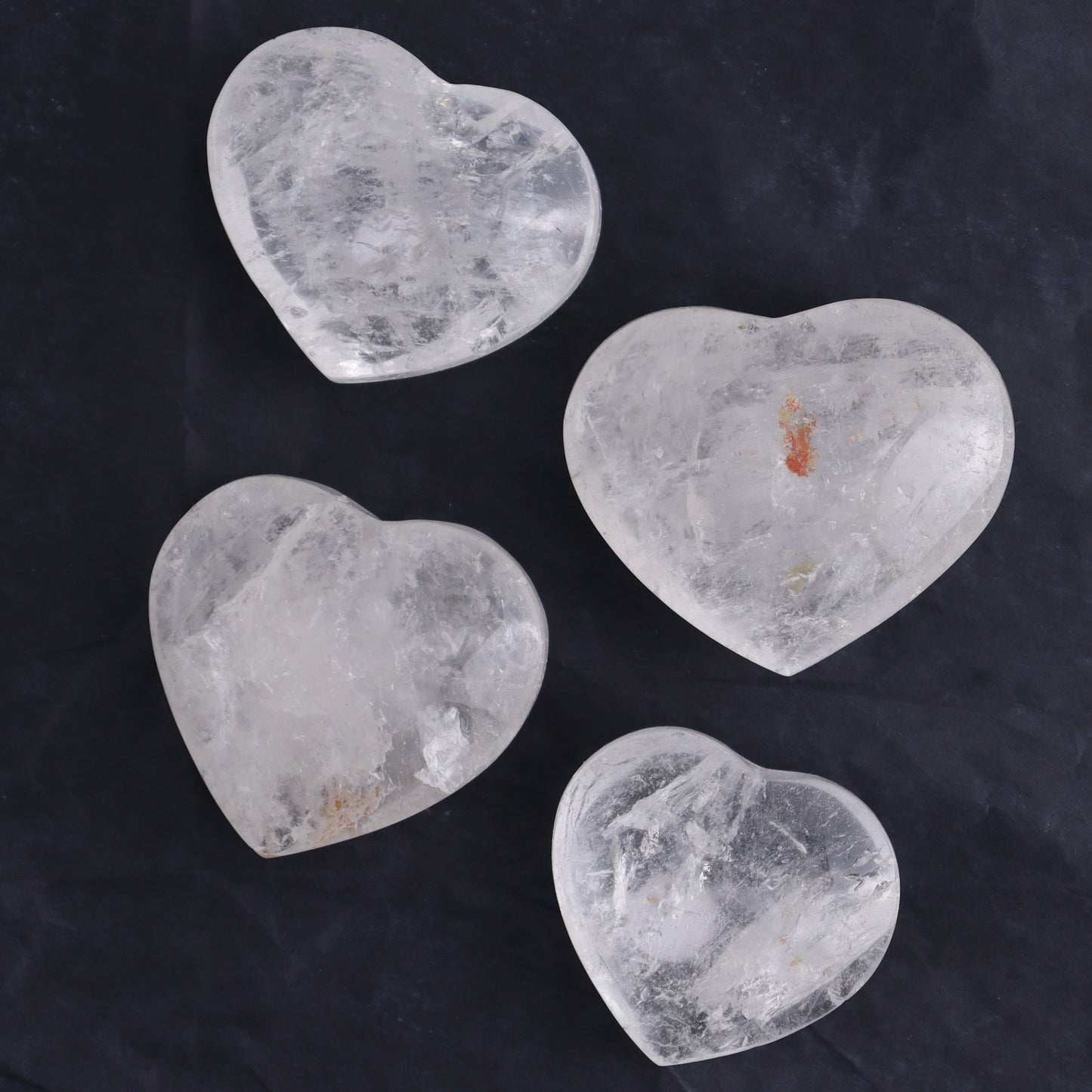 Imperfect Clear Quartz Hearts Set of 12 - Expert Wholesale and Supplier of Wholesale Crystals & Bulk Gemstones, ["Brazil","Clear Quartz","close_50","Hearts","Quartz"]