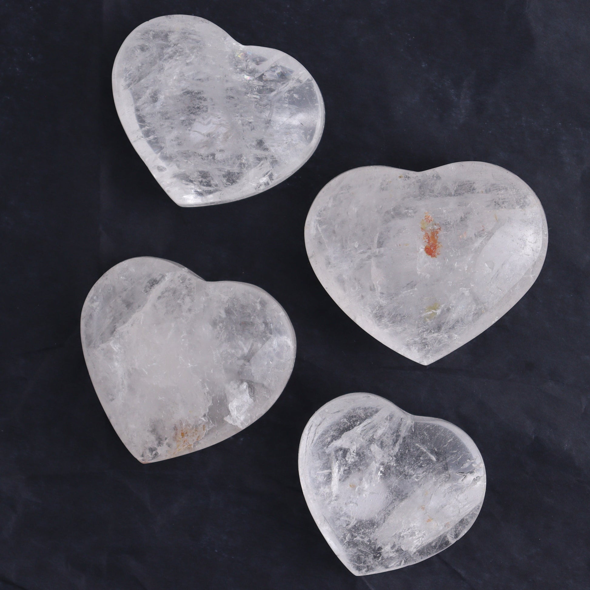 Imperfect Clear Quartz Hearts Set of 12 - Expert Wholesale and Supplier of Wholesale Crystals & Bulk Gemstones, ["Brazil","Clear Quartz","close_50","Hearts","Quartz"]