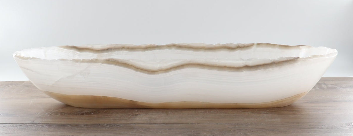 Mexican Onyx/Calcite Canoe Bowl 28"