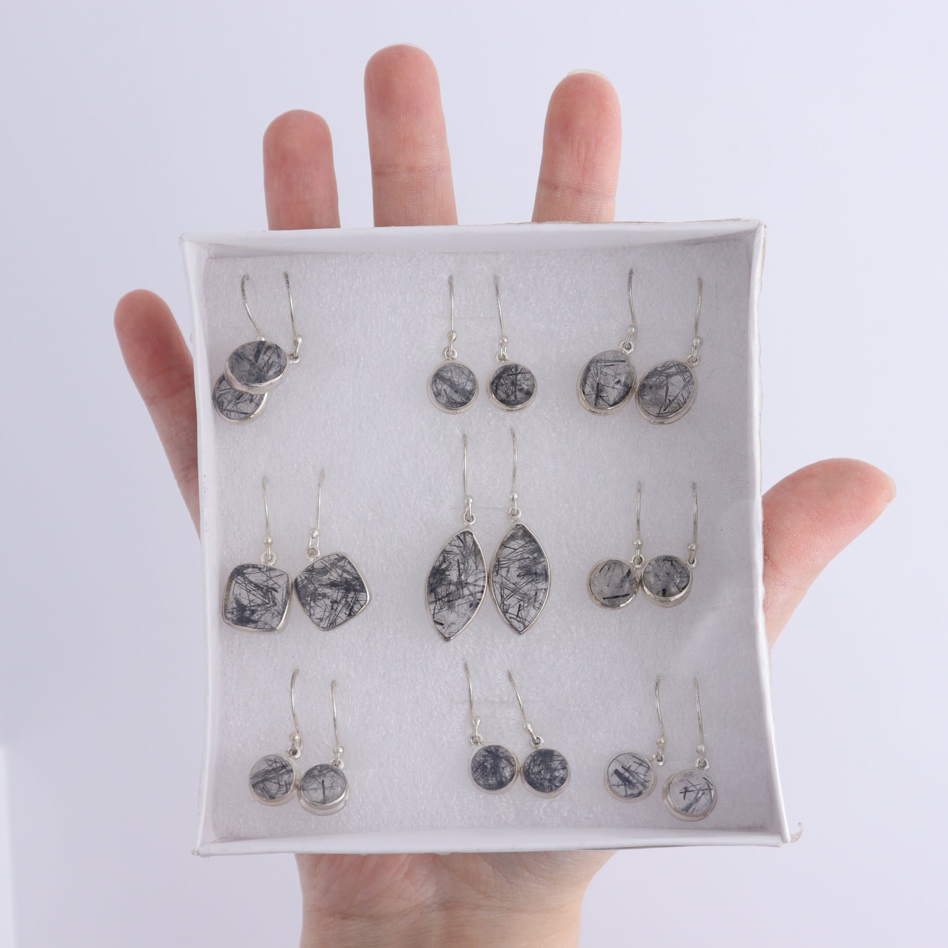 Rutilated Quartz Earrings Pairs of 9 - Expert Wholesale and Supplier of Wholesale Crystals & Bulk Gemstones, ["close_50","earrings","India","Rutilated Quartz","sterling silver"]