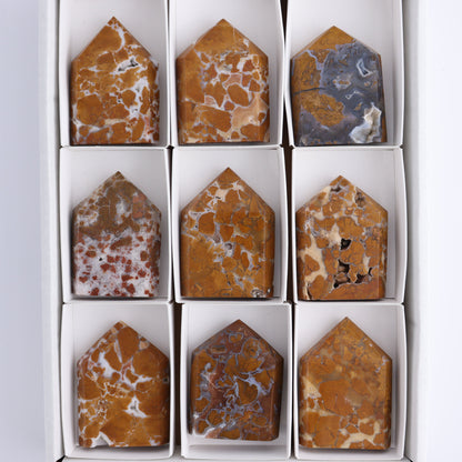 Brecciated Jasper Points Set of 9 - Expert Wholesale and Supplier of Wholesale Crystals & Bulk Gemstones, ["Brecciated Jasper","Indonesia","Points"]