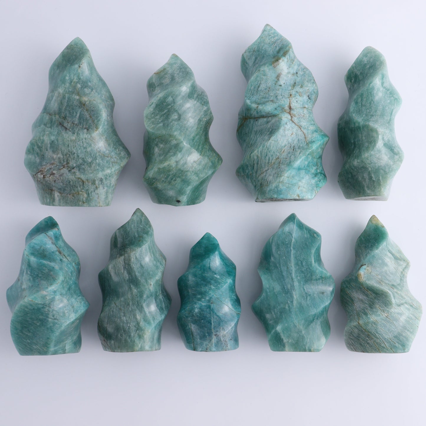 Amazonite Flames Set of 9 - Expert Wholesale and Supplier of Wholesale Crystals & Bulk Gemstones, ["Amazonite","flames","Madagascar"]