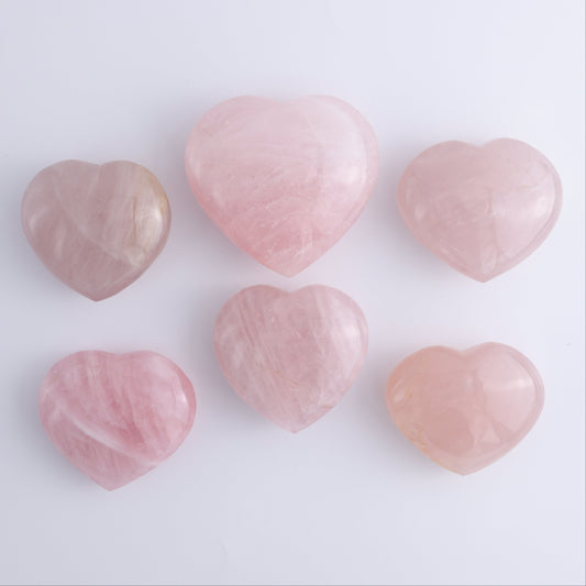Rose Quartz Hearts Set of 6 - Expert Wholesale and Supplier of Wholesale Crystals & Bulk Gemstones, ["Hearts","Madagascar","Quartz","Rose Quartz"]