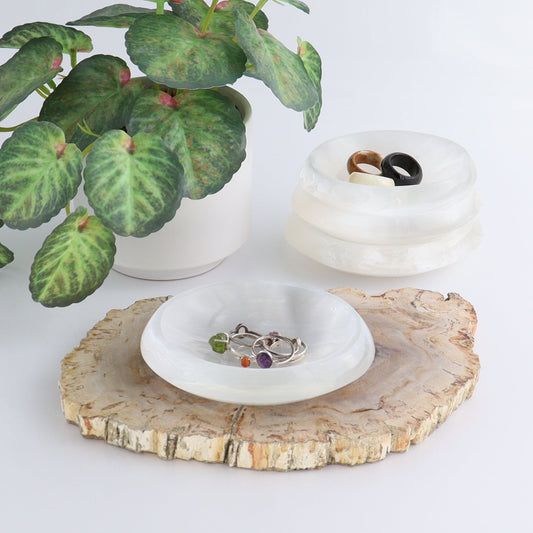 One Selenite (Satin Spar) Oval Bowl 10 cm - Expert Wholesale and Supplier of Wholesale Crystals & Bulk Gemstones, ["Bowls","Morocco","Oval","Oval Dish","Selenite"]