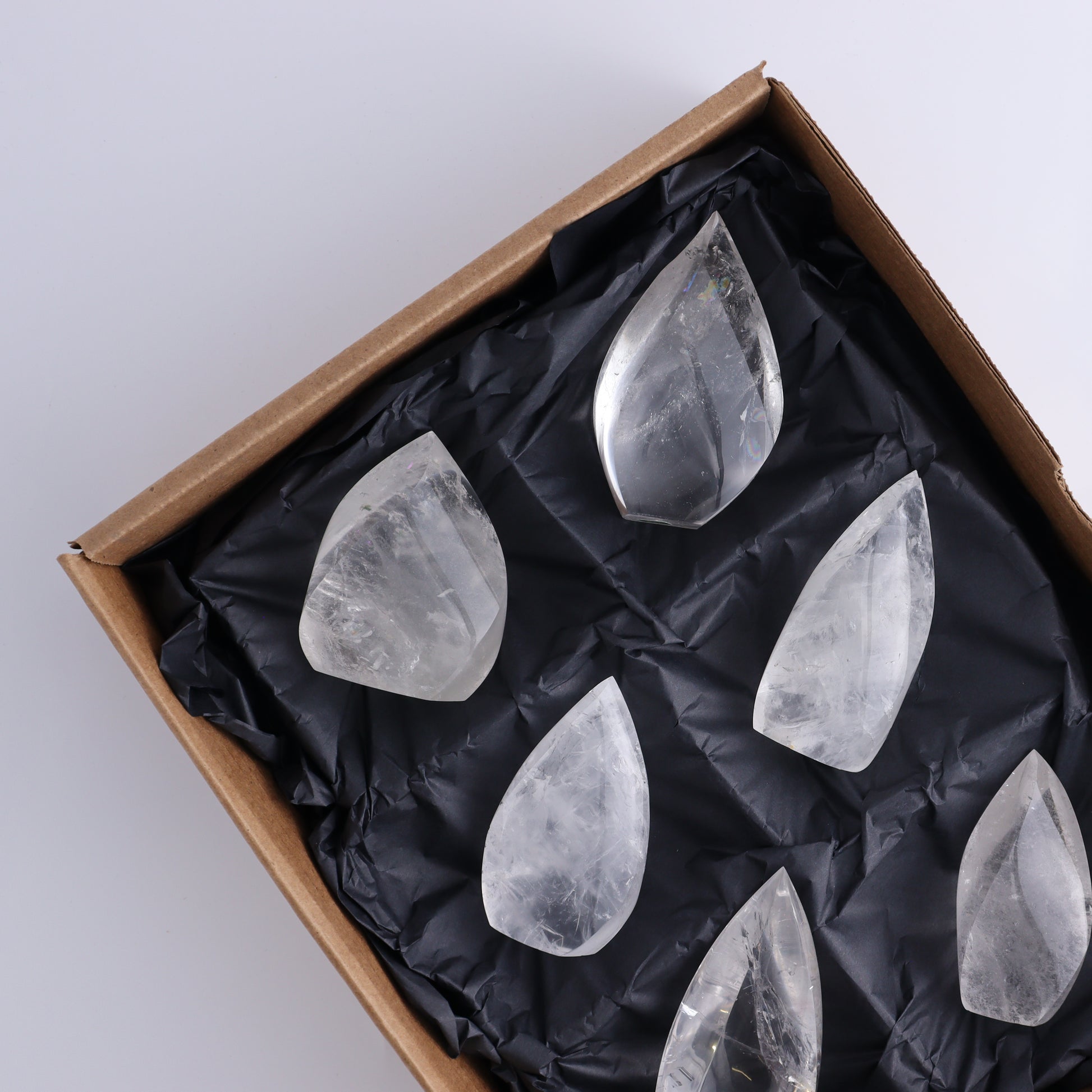 Imperfect Clear Quartz Flames Set of 6 - Expert Wholesale and Supplier of Wholesale Crystals & Bulk Gemstones, ["Brazil","Clear Quartz","flames","Quartz"]