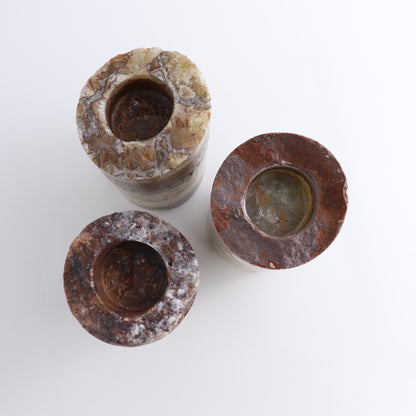 Mexican Onyx/Calcite Candle Holders Set of 3